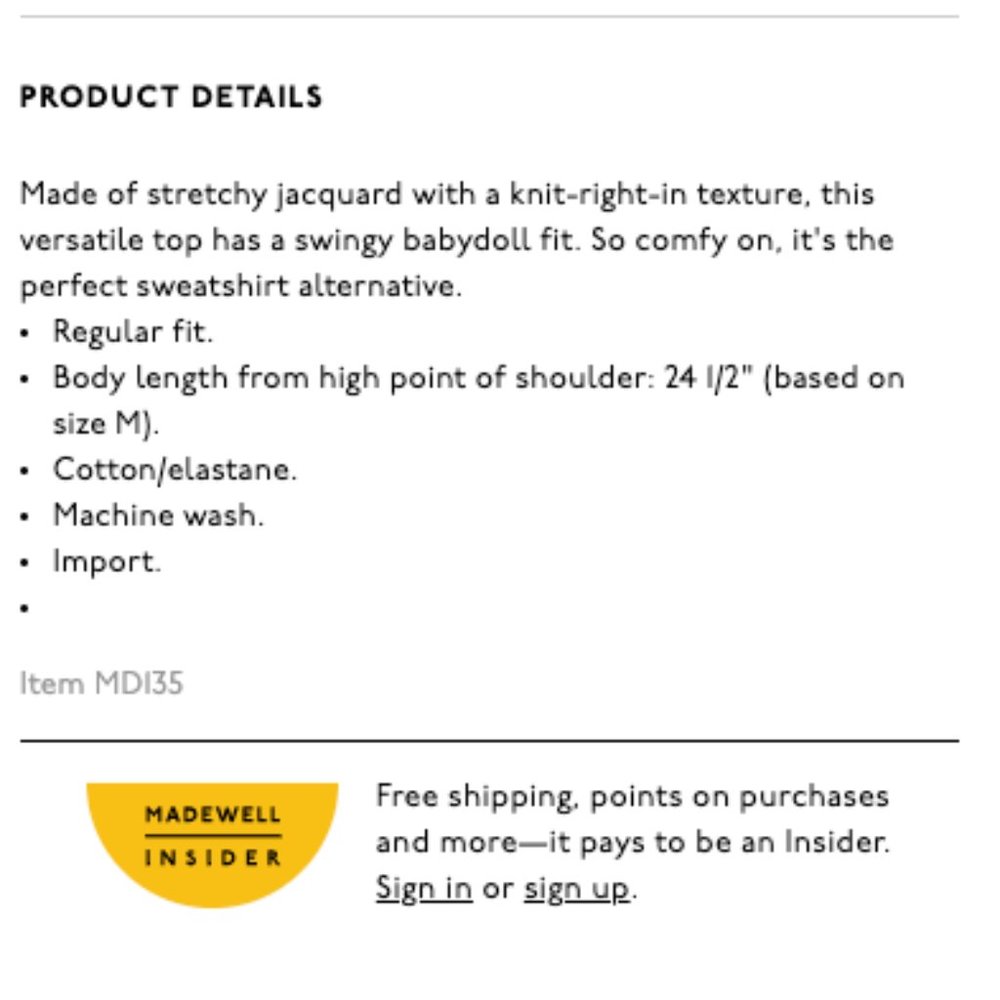 Madewell | Jacquard Babydoll Top in Lighthouse Cream - Size S - Picture 6 of 12